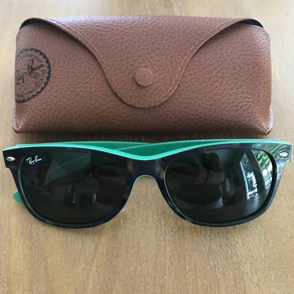 RayBan new wayfarer tortoise with mint green